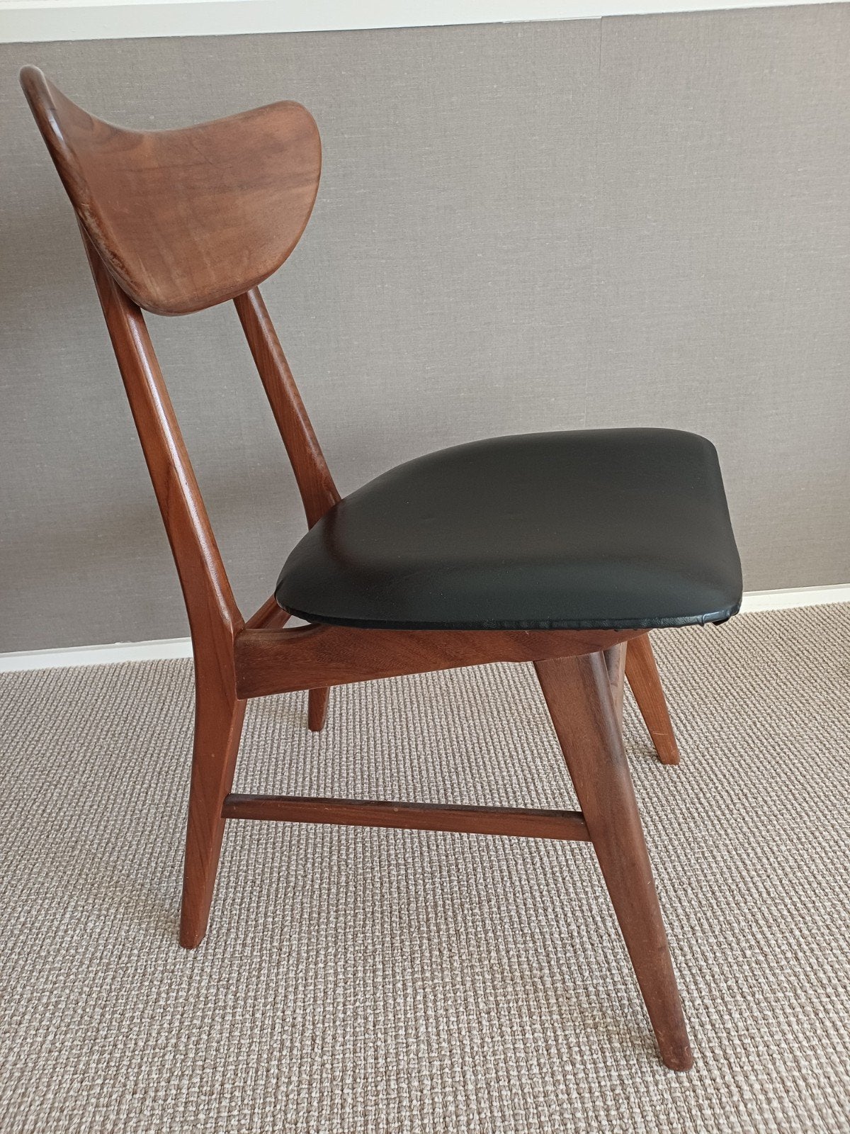 Scandinavische Teak Skai Vintage Stoel design, Ophalen