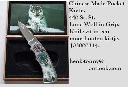 Chinees zakmes met wolf in houten kistje, Ophalen of Verzenden, Overige soorten, Azië, Mes of Dolk