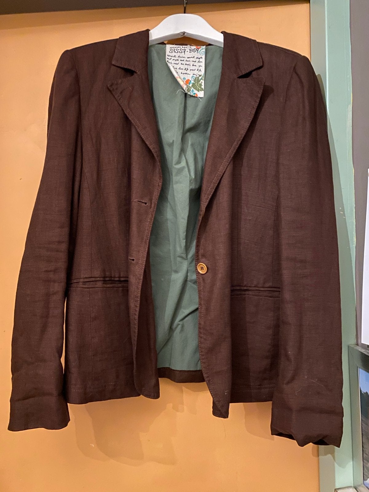 Sissy Boy linnen colbertje met groene voering, Ophalen of Verzenden, Gedragen, Maat 38/40 (M), Jasje