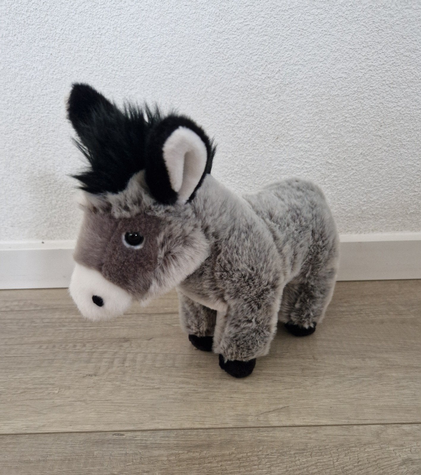 knuffel hermann teddy ezel plush pluche grijs, Ophalen of Verzenden, Zo goed als nieuw, Overige typen