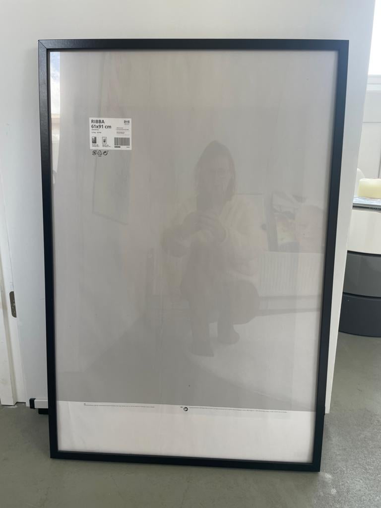 IKEA RIBBA Fotolijst Zwart 61x91 cm, Ophalen, Zo goed als nieuw, 75 cm of meer, 50 tot 75 cm