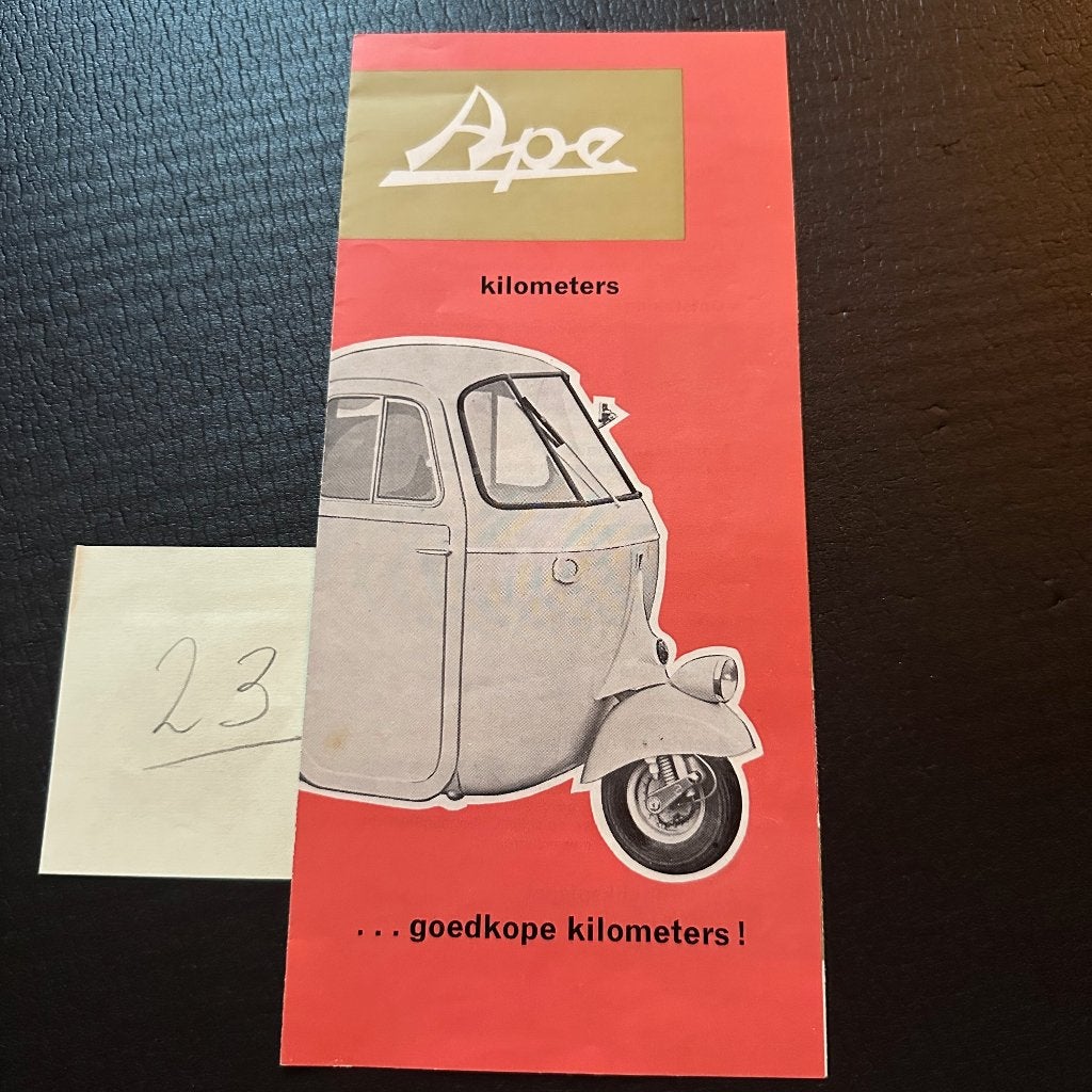 #23) VESPA Ape  1966  Driewieler Scooter Folder, Verzenden, Gelezen, Folder