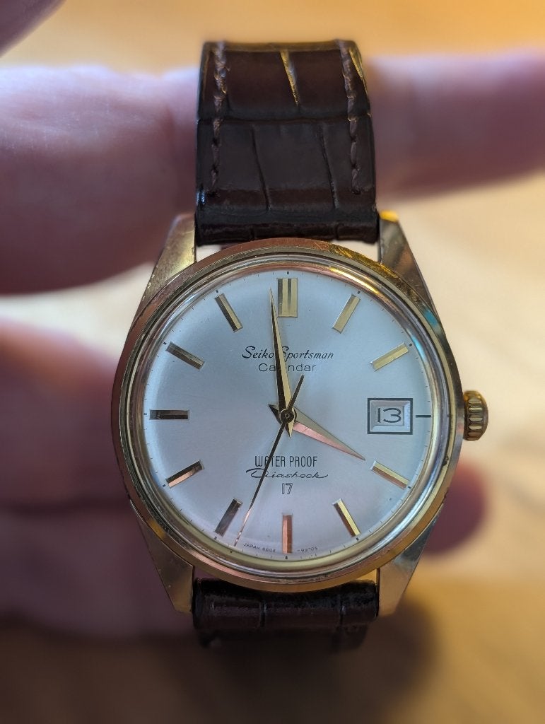 Vintage Seiko Sportsman Calendar Diashock - Pas Geserviced, Staal, Ophalen of Verzenden, Zo goed als nieuw, Seiko