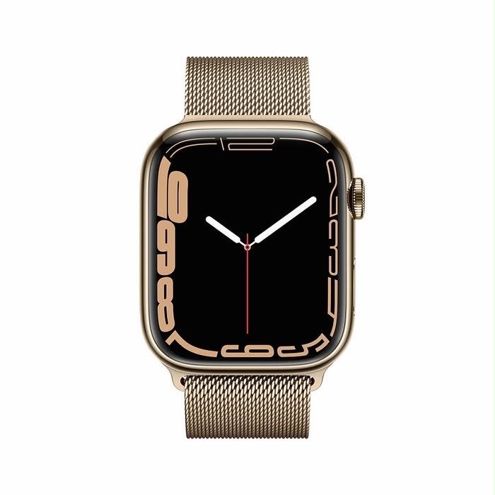 Apple Watch Series 7 Gold RVS 41mm Cellular + Milanese Loop, Geel, IOS, Nieuw, Ophalen of Verzenden