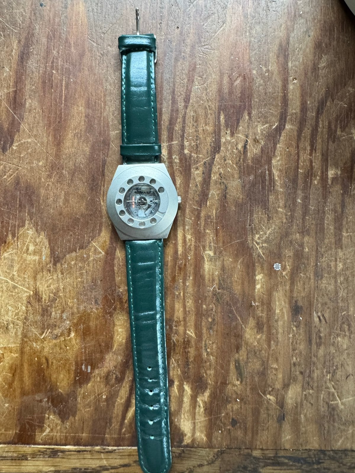 Vintage Shivas Skeleton Lunette Horloge, Ophalen of Verzenden, Staal, Polshorloge, Overige merken
