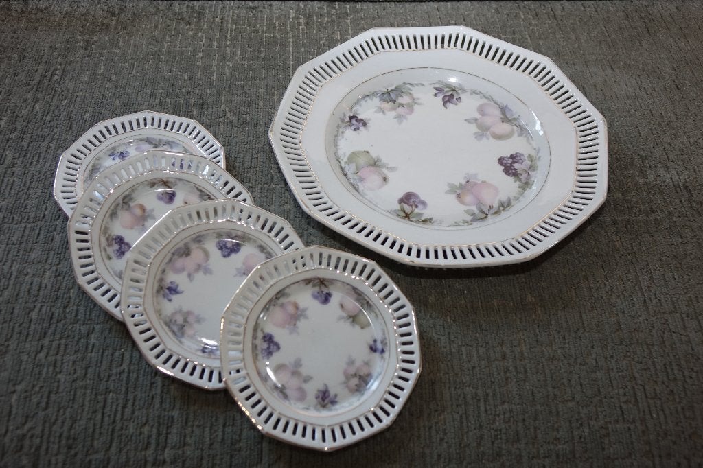 Schumann porseleinen schaal en borden met fruitdecor servies, Ophalen of Verzenden