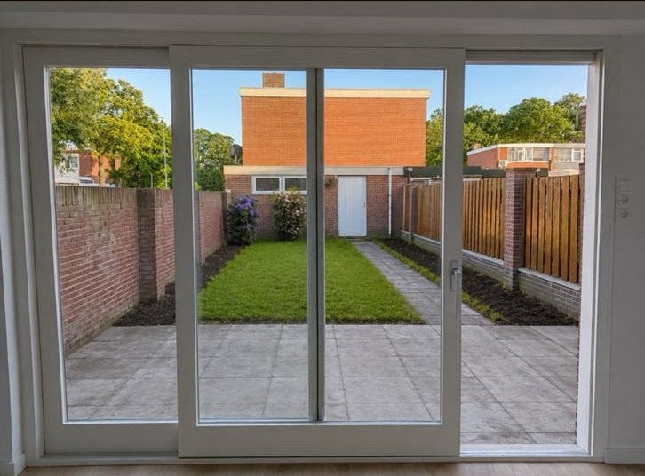 Te koop: Witte houten schuifpui HR++ glas – 279 x 222 cm, Doe-het-zelf en Verbouw, Kozijnen en Schuifpuien, 225 cm of meer, Ophalen of Verzenden
