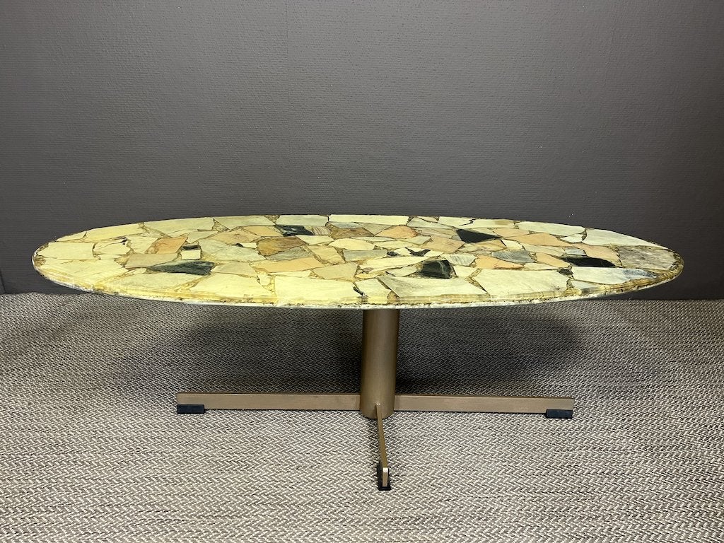 Vintage salontafel met natuursteen, Huis en Inrichting, Tafels | Salontafels, Niet ingevuld, Gebruikt, 100 tot 150 cm, Niet ingevuld