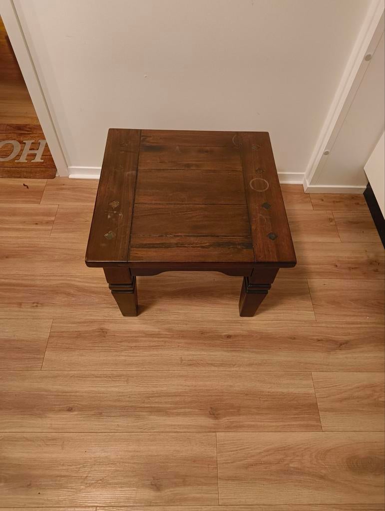 Houten bijzettafel - vierkant, Huis en Inrichting, Gebruikt, Klassiek, Vierkant, 55 tot 75 cm