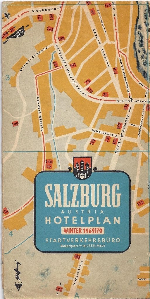 Plattegrond salzburg oostenrijk 1969 / 70  -, Ophalen of Verzenden, Gelezen, 2000 tot heden, Landkaart