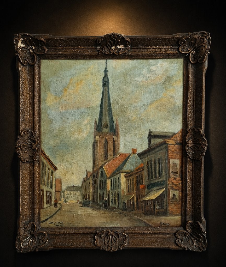 Lange Jan, Doek, Realistisch, Ophalen of Verzenden, Olieverf