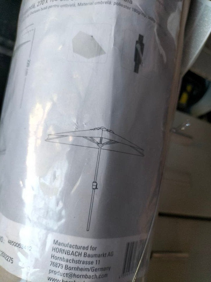 Nieuwe Soluna Bordeaux Wandparasol Halfrond 270x135 cm, Ophalen, Nieuw