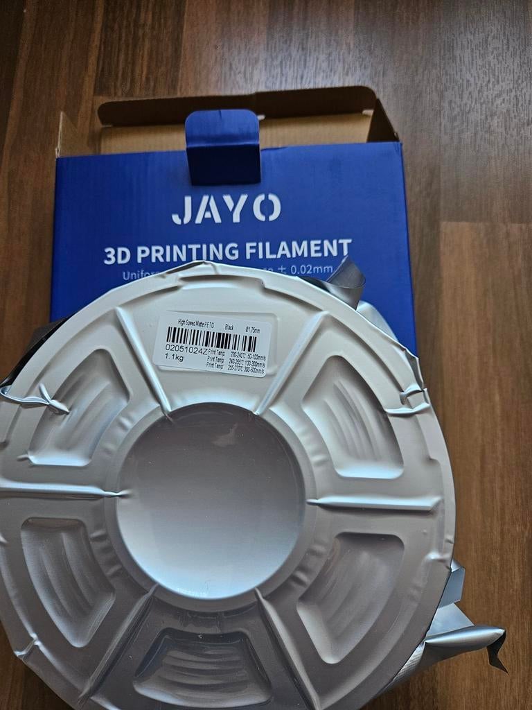 JAYO High Speed Matte PETG 3D Printer Filament Zwart 1.1KG, Ophalen of Verzenden, Nieuw