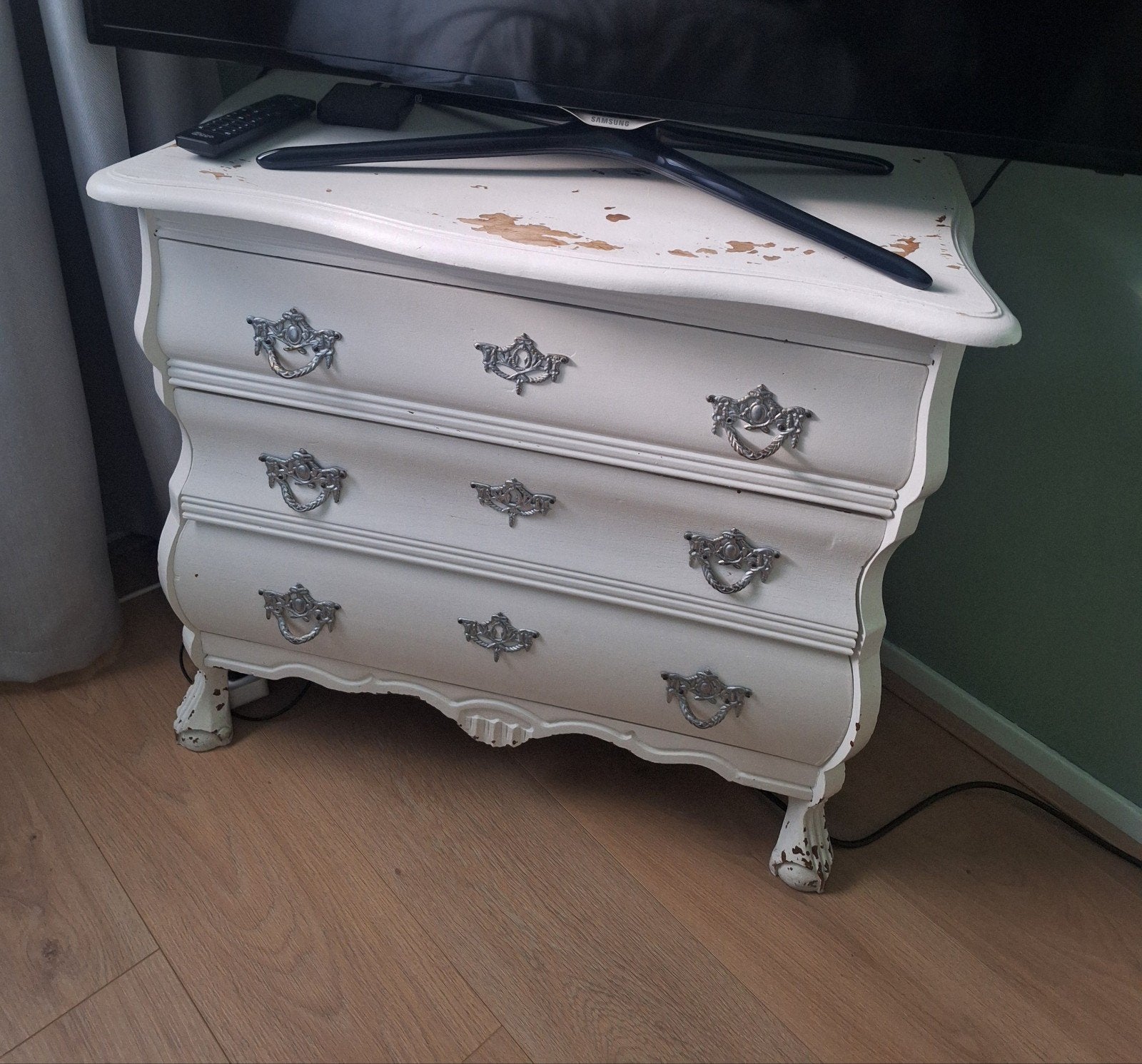 Antieke ladekast / commode - wit, barok stijl, Gebruikt, Barok, Brocante, Vintage, Met lade(s), 25 tot 50 cm