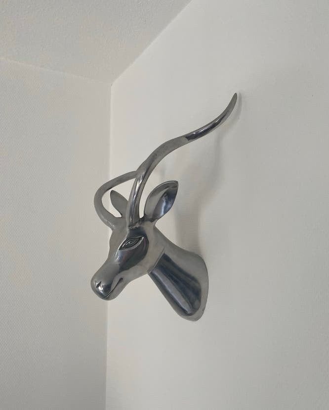 Hertenkop (wanddecoratie) Aluminium gepolijst, nieuw, Metaal, Wandsculptuur, Zilver, Nieuw