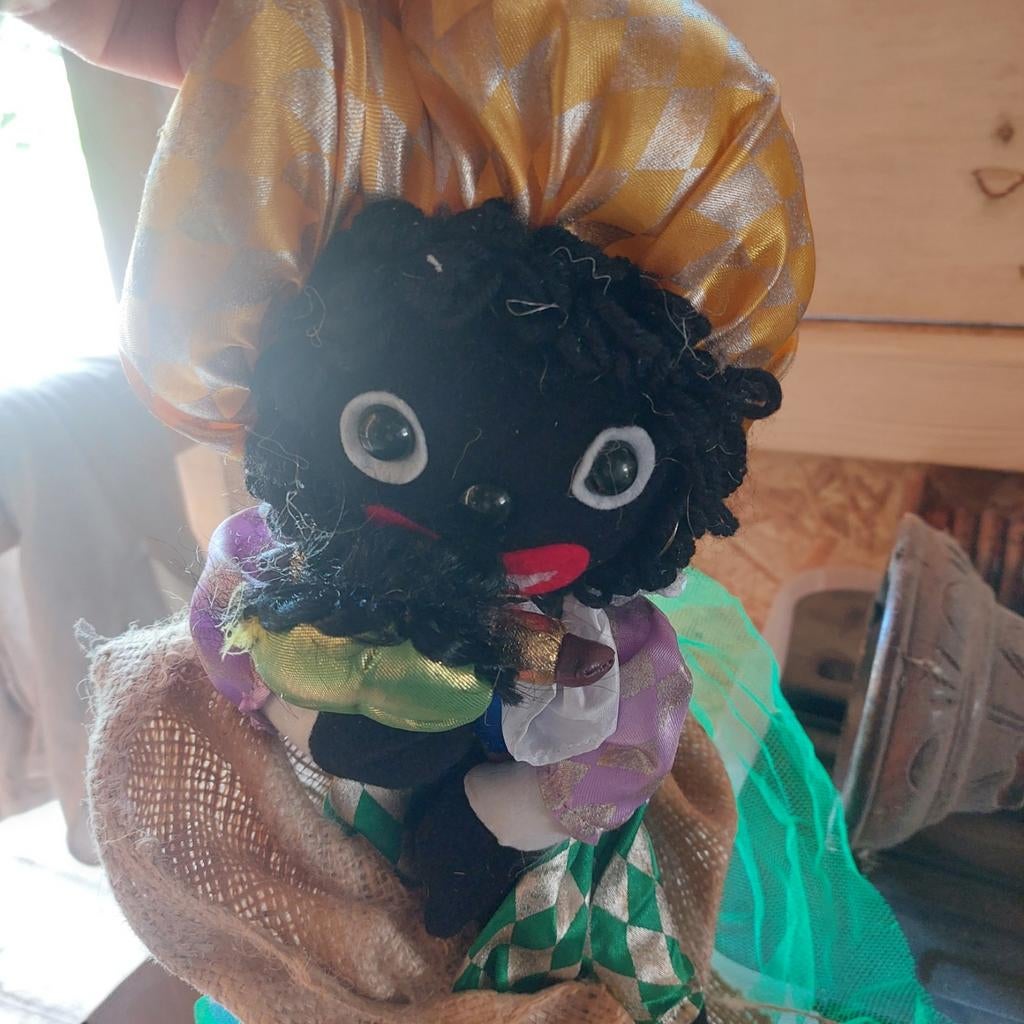 Vintage Zwarte Piet poppen en staf, Ophalen of Verzenden, Gebruikt
