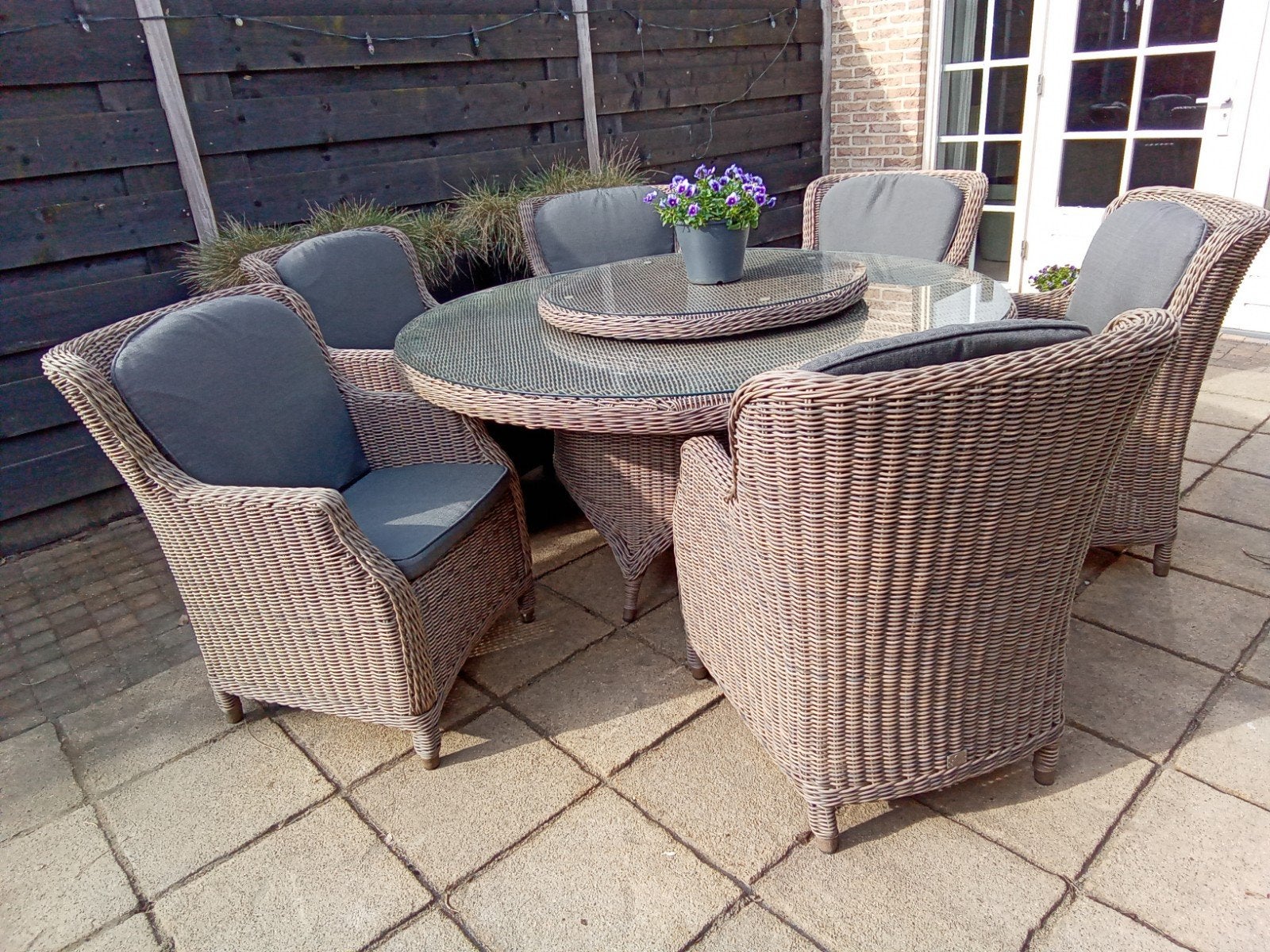 6x 4SO Wicker Lounge/Diningstoelen met All Weather Kussens, Ophalen, 6 zitplaatsen, Zo goed als nieuw, Wicker