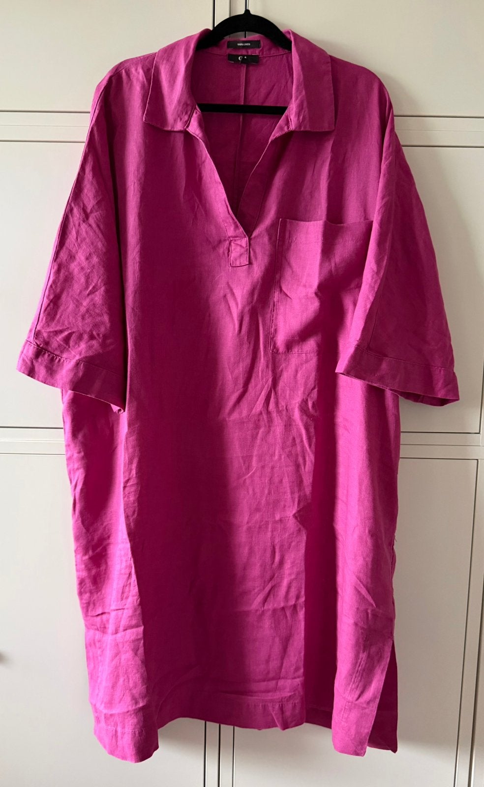 Fuchsia linnen tuniek C&A mt XL = 50 / 52, Kleding | Dames, Grote Maten, Verzenden, Zo goed als nieuw, Roze, Blouse of Tuniek