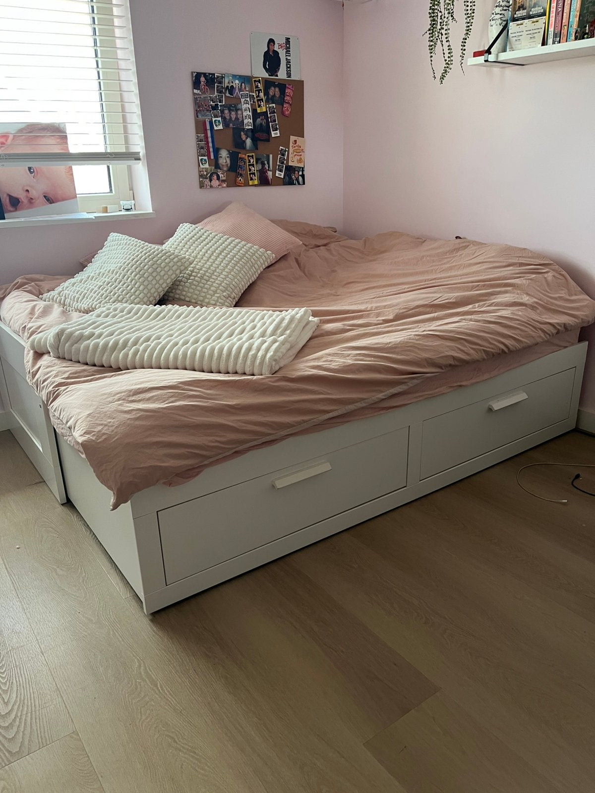 Bedbank Brimnes IKEA, Gebruikt, Wit, Tweepersoons, Ophalen of Verzenden