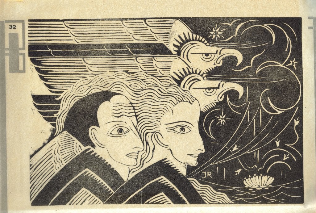 John Raedecker houtsnede "Wendingen 32", 1919, Ophalen, Dagelijks leven, 1900 - 1949, Houtsnede