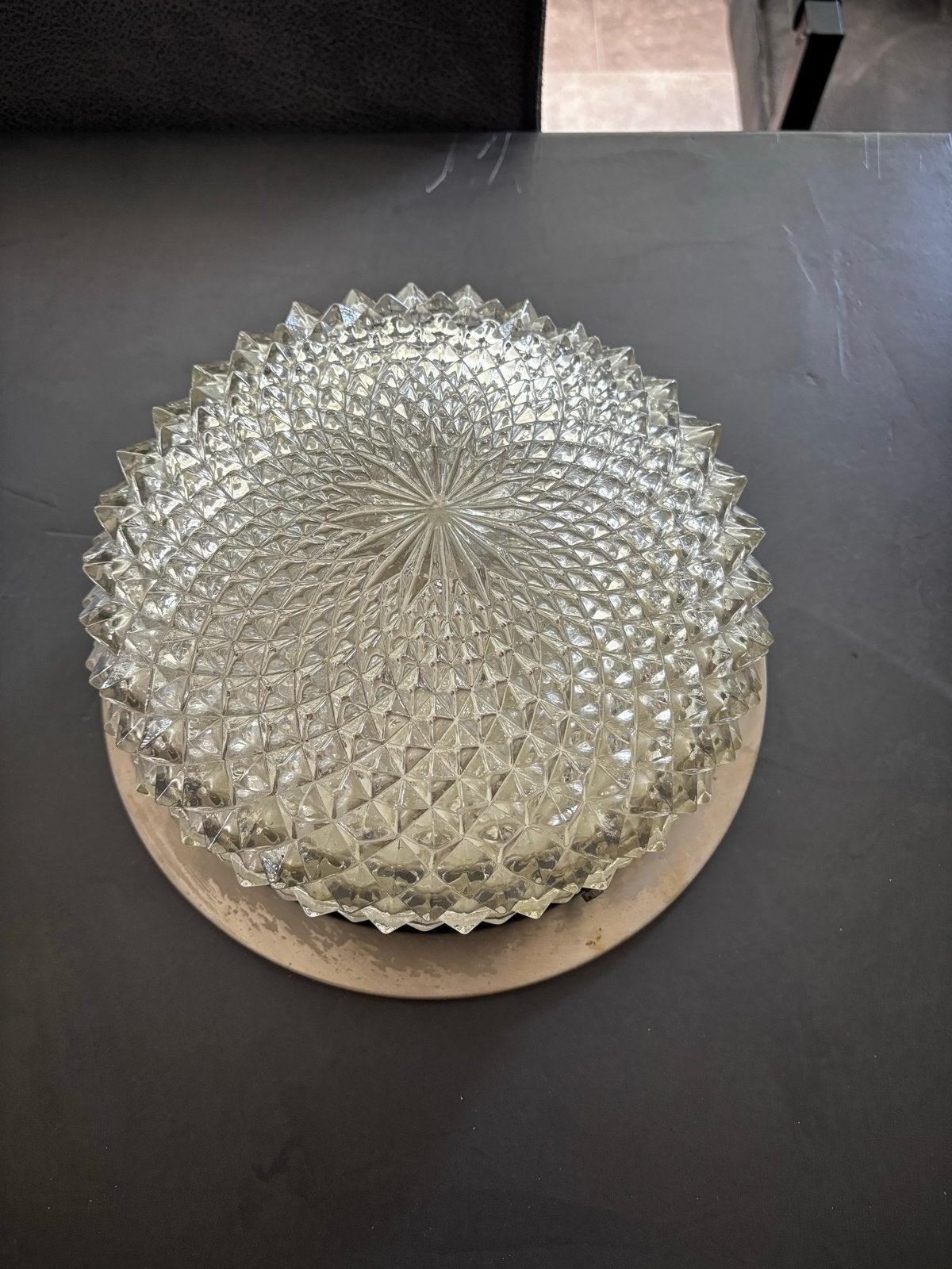 Vintage Plafonnière met Facetgeslepen Glas - Mid-Century, Ophalen of Verzenden