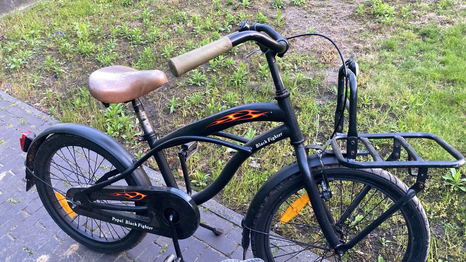 Popal Black Fighter kinderfiets met voordrager 24 inch, Fietsen en Brommers, Terugtraprem, Gebruikt, Minder dan 49 cm, Ophalen