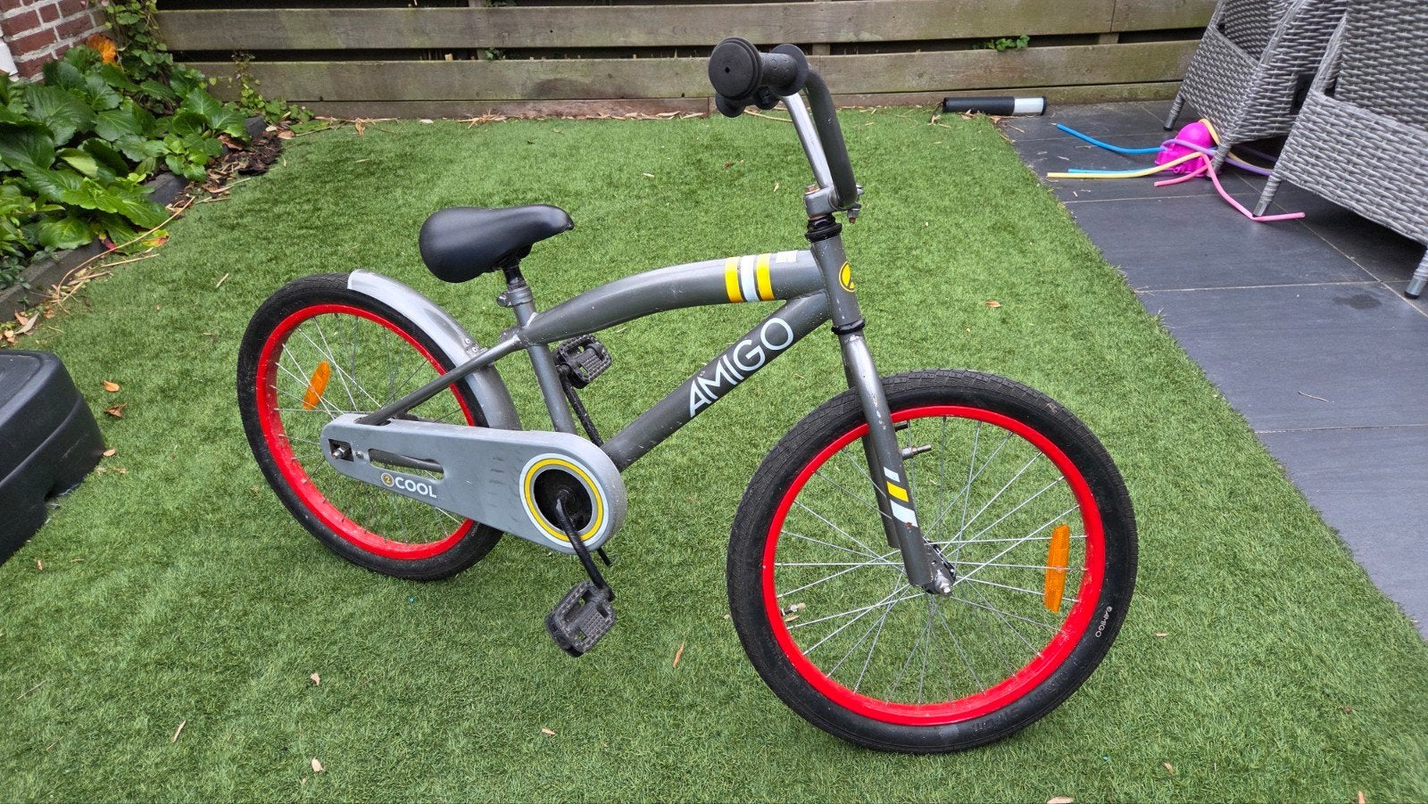Stoere Amigo kinder/crossfiets 20 inch kleur rood/grijs, Ophalen, Terugtraprem, Amigo, 16 tot 20 inch