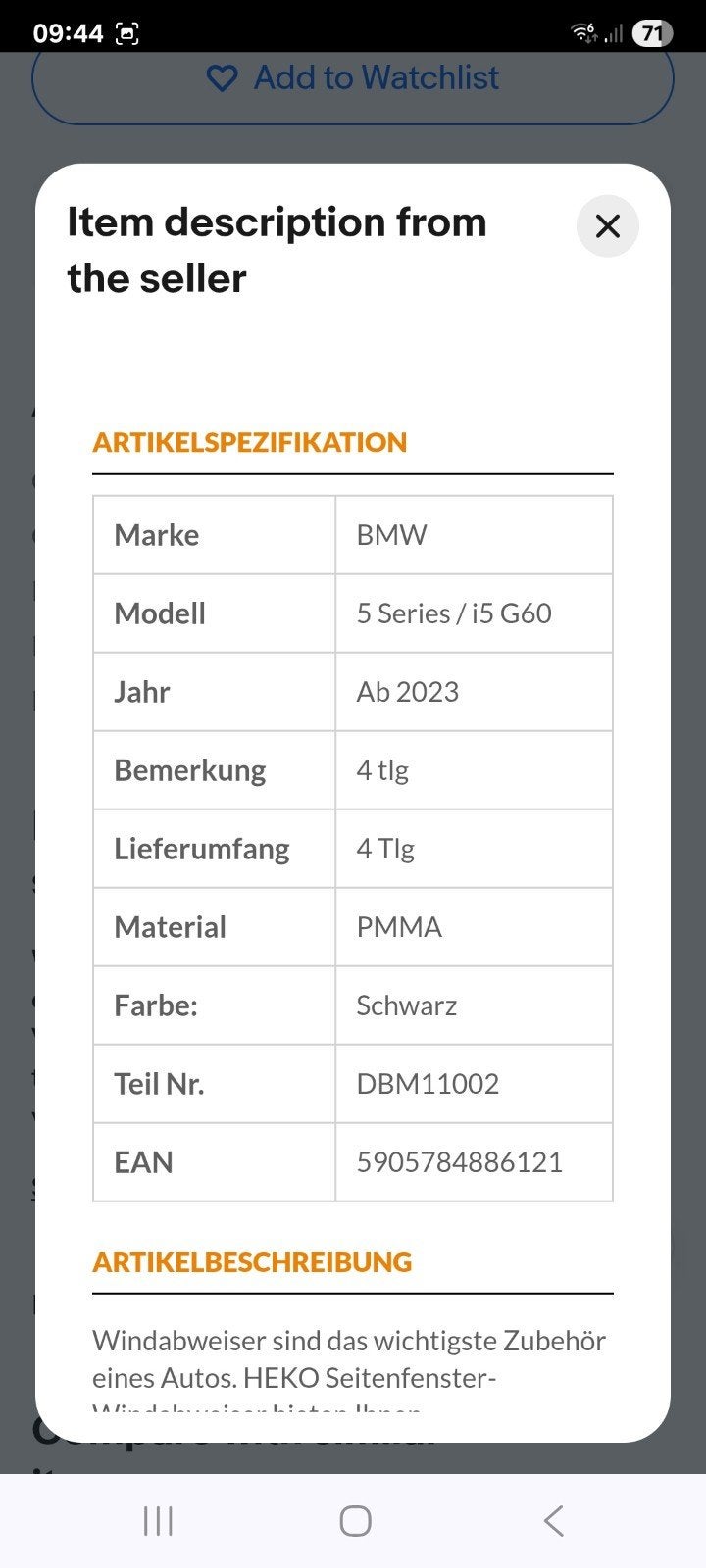 Raamspoilers HEKO voor BMW 5 Serie/i5 G60 4D vanaf 2023, Auto-onderdelen, Ophalen of Verzenden, Nieuw, BMW