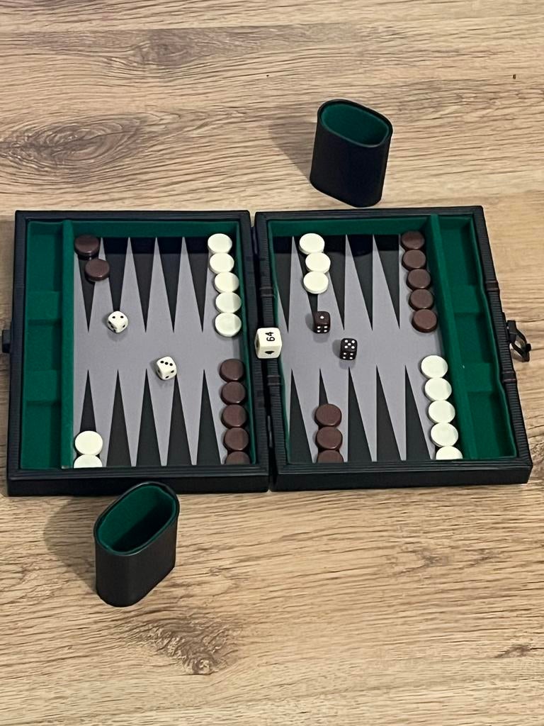 Reis Backgammon Spel - Compact en Compleet, Hobby en Vrije tijd, Gezelschapsspellen | Bordspellen, Zo goed als nieuw, Een of twee spelers