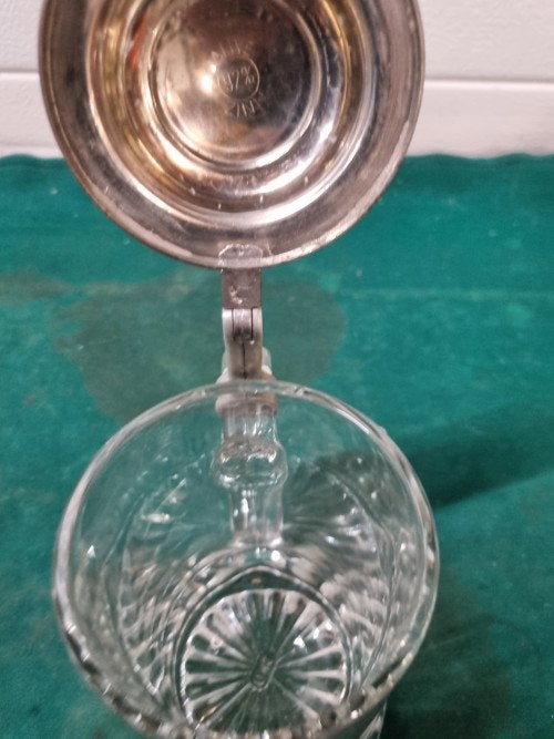bierpul glas met geslepen halm en tinnen deksel, Verzamelen, Ophalen of Verzenden, 'T Olde Gre-j, Info@toldegrej.nl, Endepoelstraat 20f Didam