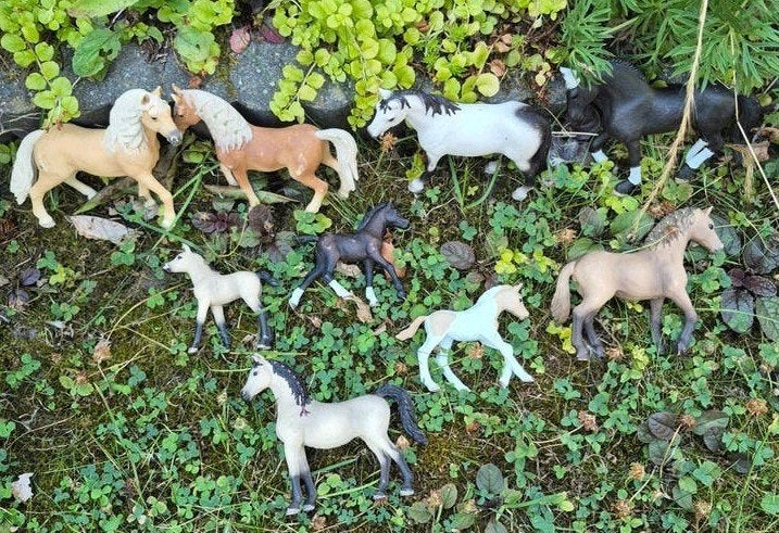 Schleich paarden en veulens set - diverse rassen (9 stuks), Ophalen of Verzenden, Gebruikt