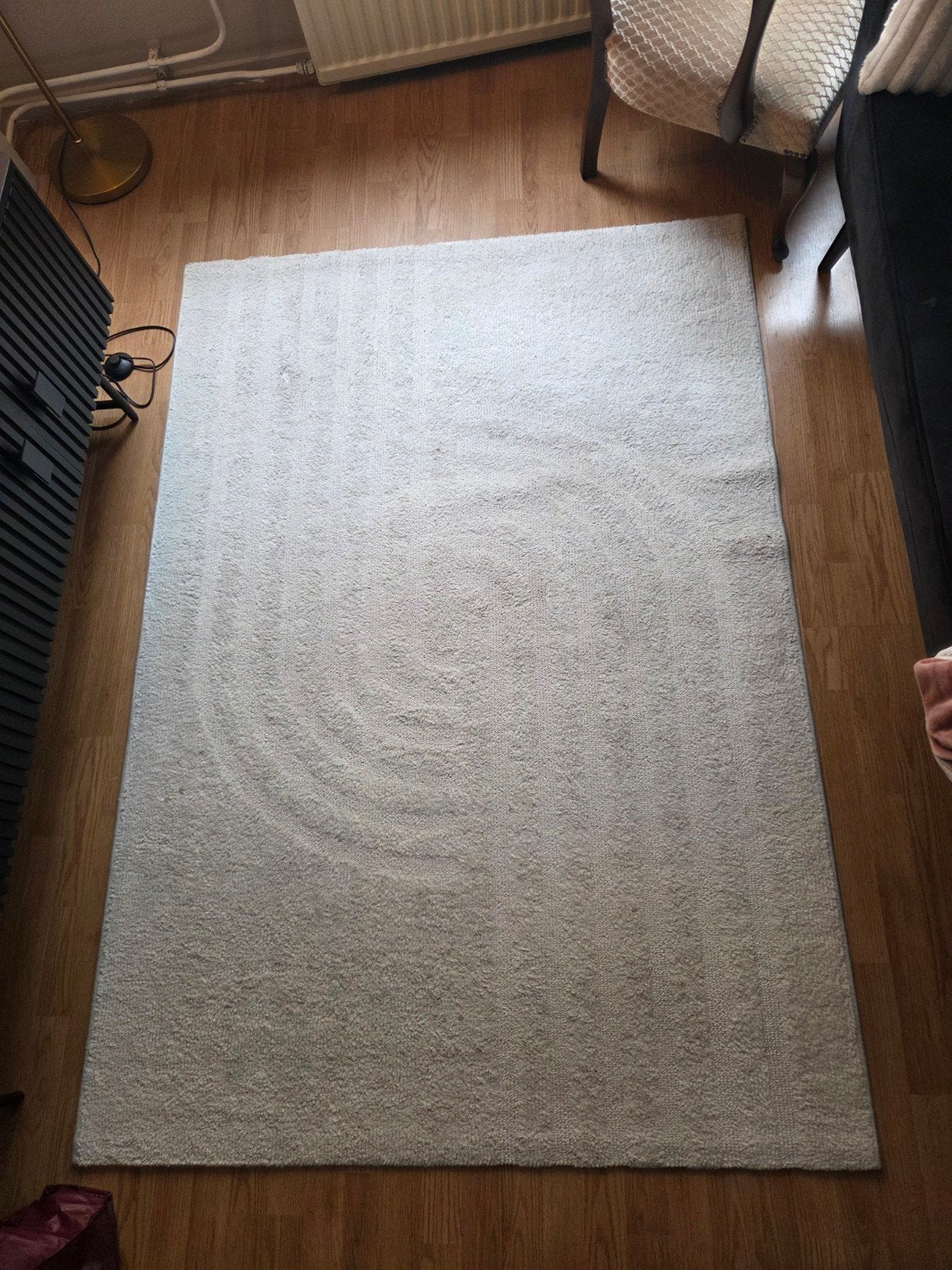 Stijlvol crèmekleurig/wit Vloerkleed, Ophalen, 100 tot 150 cm, Modern, Scandinavisch, Zo goed als nieuw