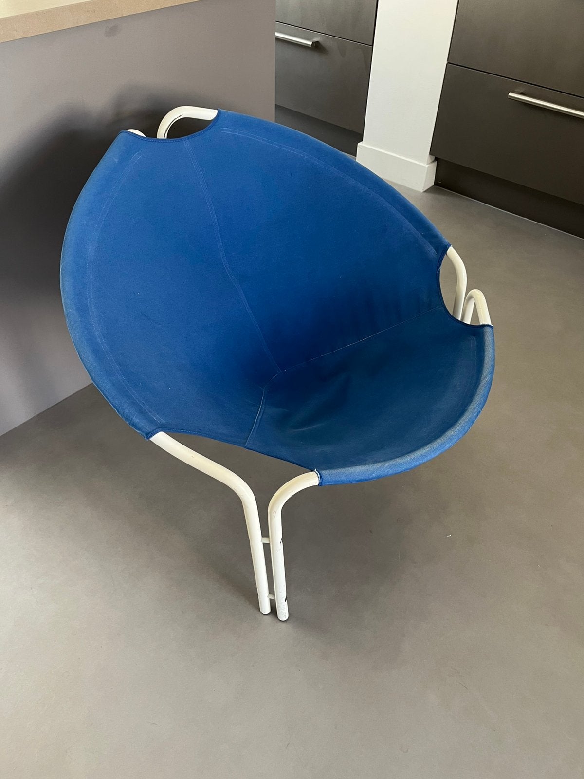 Ballon stoel design vintage chair seventies mid century, Ophalen, Gebruikt, Blauw, Eén