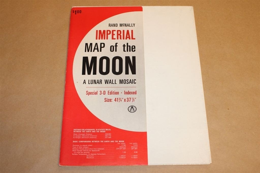 Rand McNally Imperial Map of the Moon - 1969, Boeken, Atlassen en Landkaarten, Ophalen of Verzenden, Zo goed als nieuw, 1800 tot 2000