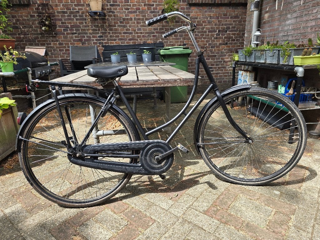 Omafiets, Zwart, 28 Inch., 53 tot 56 cm, Ophalen, Gebruikt, Terugtraprem