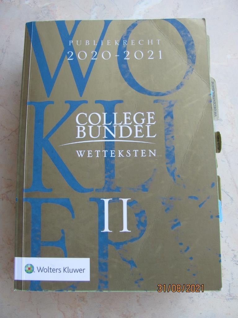 COLLEGEBUNDEL wetteksten deel 2 Publiekrecht 2020-2021 31e d, Boeken, Gelezen, Ophalen of Verzenden, WO, Red. Kummeling, Snijders
