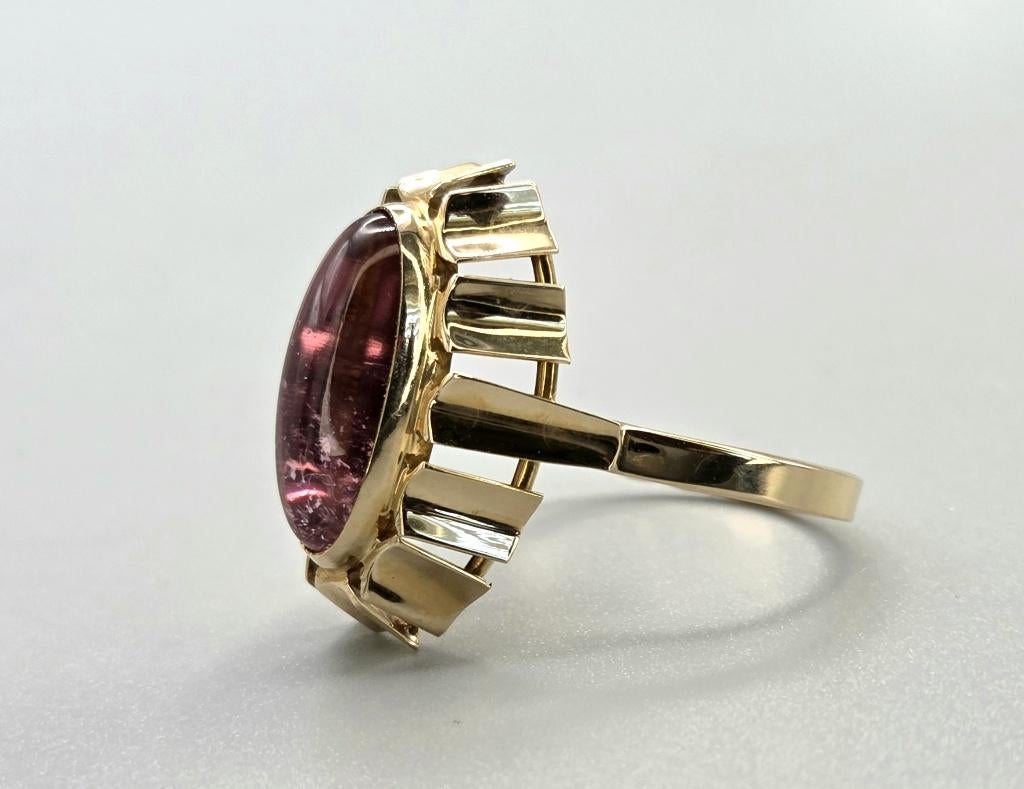 Gouden Vintage ring edelsteen roze toermalijn. 2026/216., Sieraden, Tassen en Uiterlijk, Ringen, 18 tot 19, ., Ophalen of Verzenden