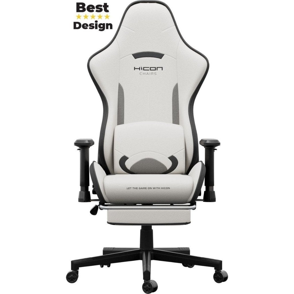 Gamestoel-Ergonomische-Bureaustoel-Wit-Stoffen, Ophalen, Wit, Bureaustoel, Ergonomisch