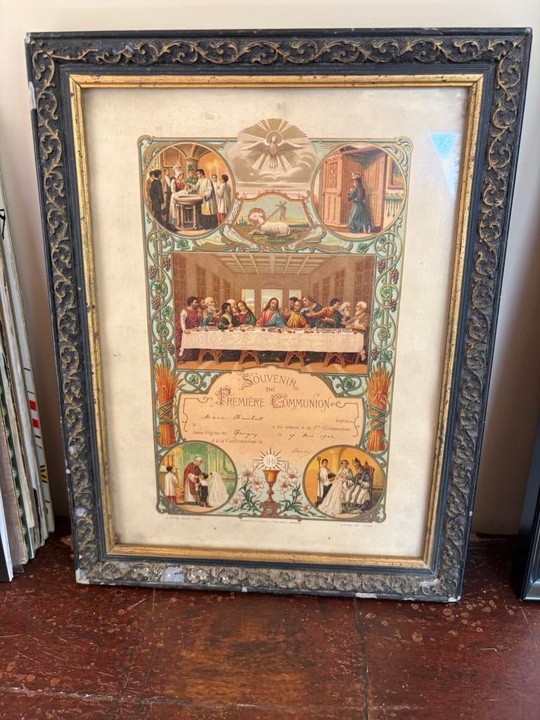 Antieke  lijst Eerste Communie, Ophalen of Verzenden
