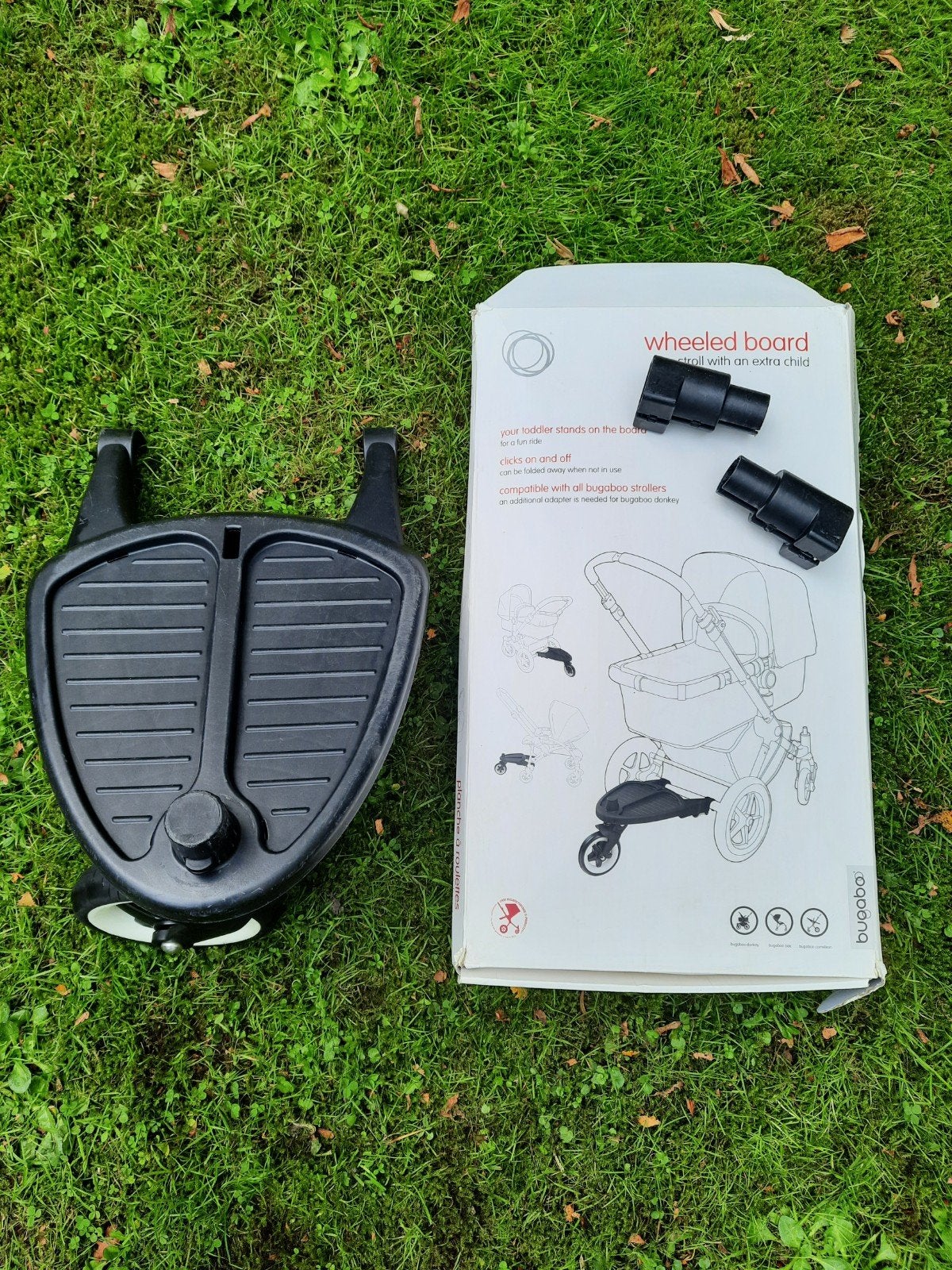 Bugaboo meerijdplankje met adapters en doos, Ophalen of Verzenden, Gebruikt