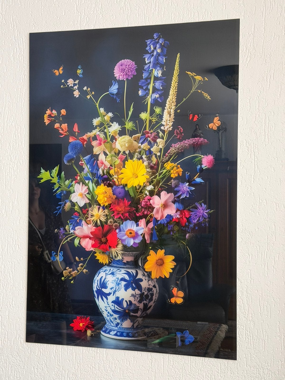 Glasschilderij Bloemen 78 x 116 cm  als nieuw, Ophalen