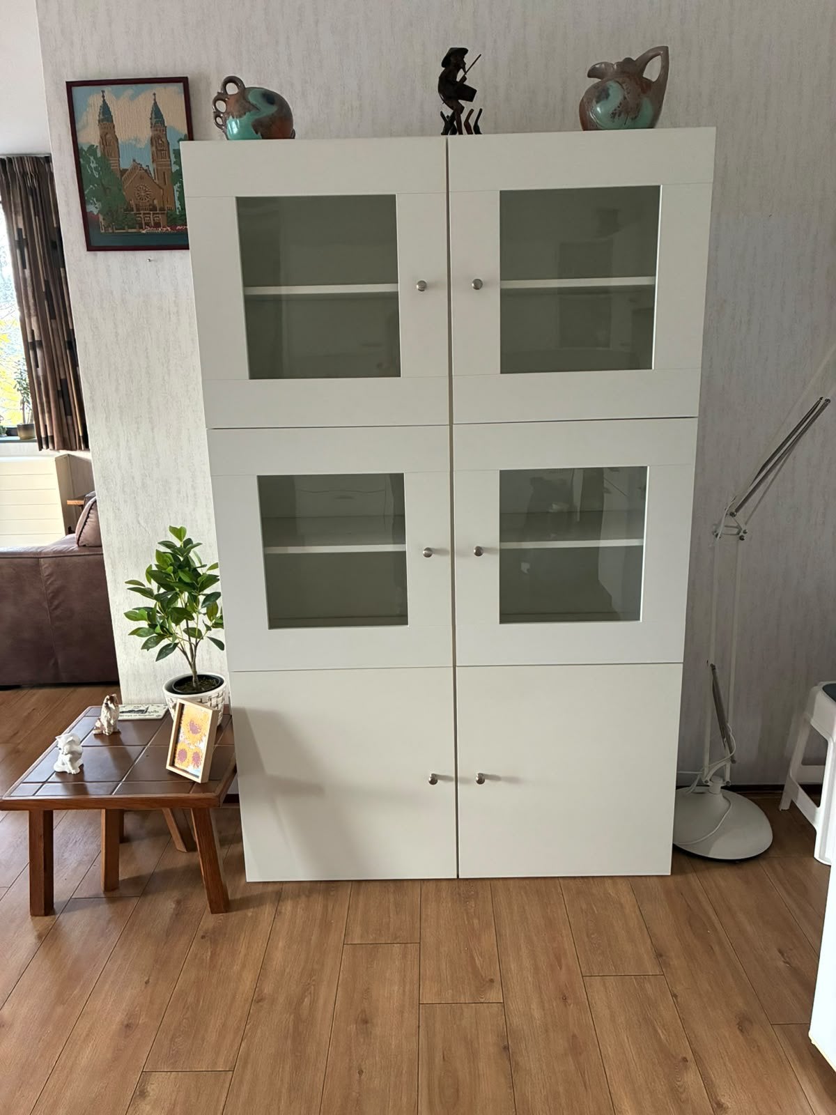 Vitrine Kast wit, Ophalen, 100 tot 150 cm, Zo goed als nieuw, 150 tot 200 cm