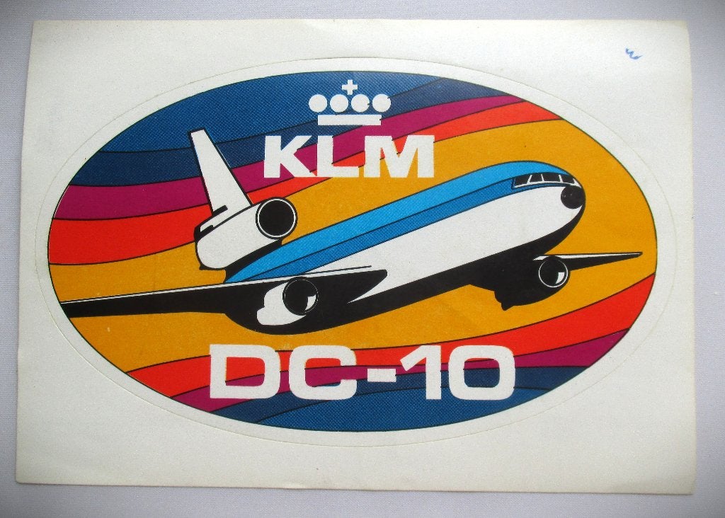 KLM DC-10 Sticker~Oude of vintage ovale KLM Kaart Sticker, Ophalen of Verzenden, Zo goed als nieuw, Overige typen