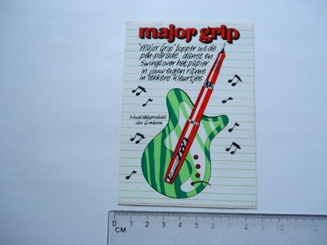 sticker oud Gimborn pen vulpen major grip strip gitaar pen, Verzenden, Zo goed als nieuw, Bedrijf of Vereniging