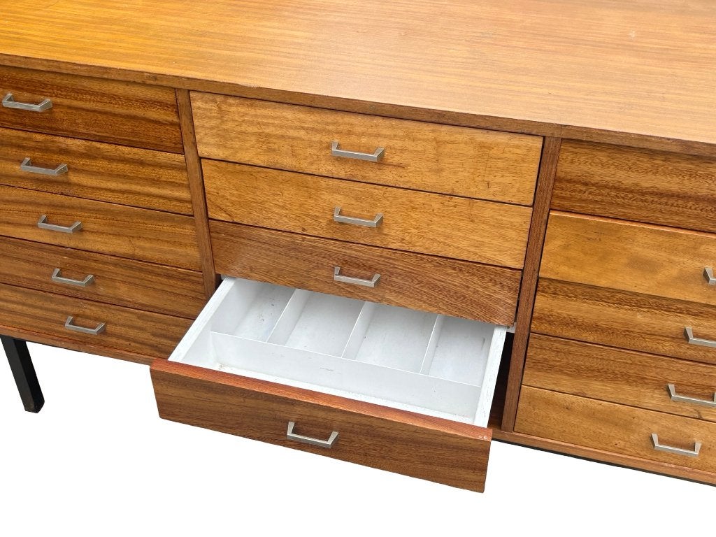 Vintage XL ladekast dressoir jaren 60 teak fineer, Ophalen, Gebruikt, Teakhout, Vintage ladekast