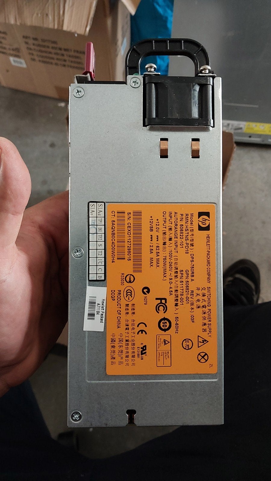 HP 750W Common Slot Platinum Plus Voeding DPS-750RB A, Ophalen of Verzenden, Gebruikt