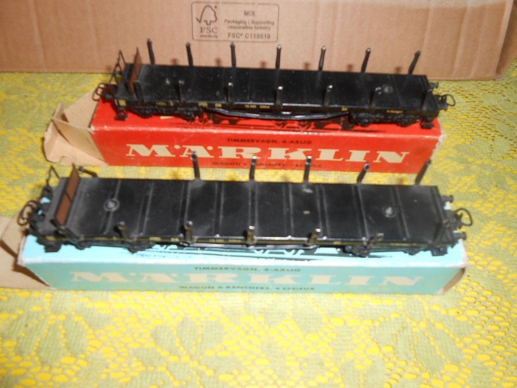 Märklin 4516, 2 lange zwarte rongenwagons in de ovp, Wisselstroom, Treinset, Ophalen of Verzenden, Zo goed als nieuw