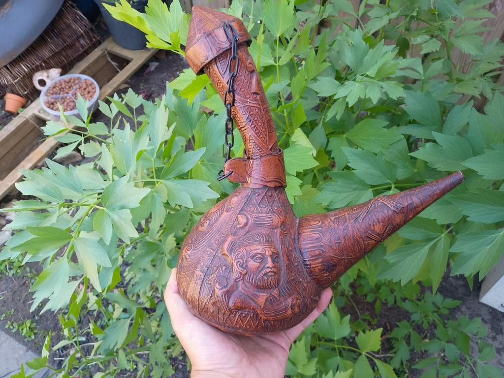 Antieke Spaanse wijnkruik - Leren bota de vino, Ophalen of Verzenden