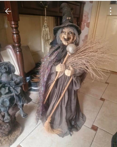 Heks Halloween decoratie 72 cm, Overige stijlen, Ophalen of Verzenden, Textiel, Gebruikt
