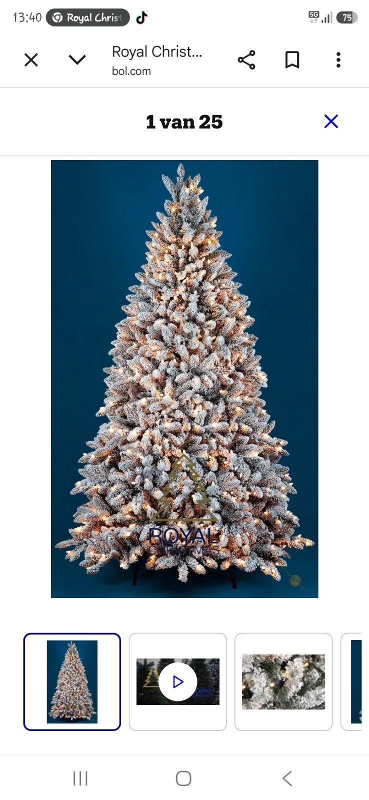 Royal Christmas - flock deluxe kunstkerstboom 210cm met LED, Ophalen of Verzenden, Nieuw